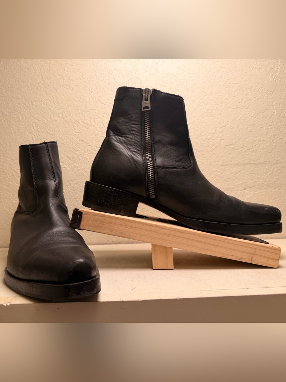 AllSaints Black Leather Chukka Zip Boots